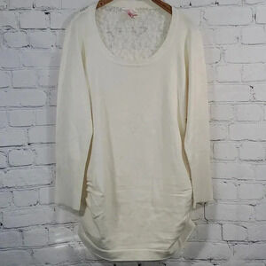 Derek Heart Cream Back Lace Sweater w Rushing Sides